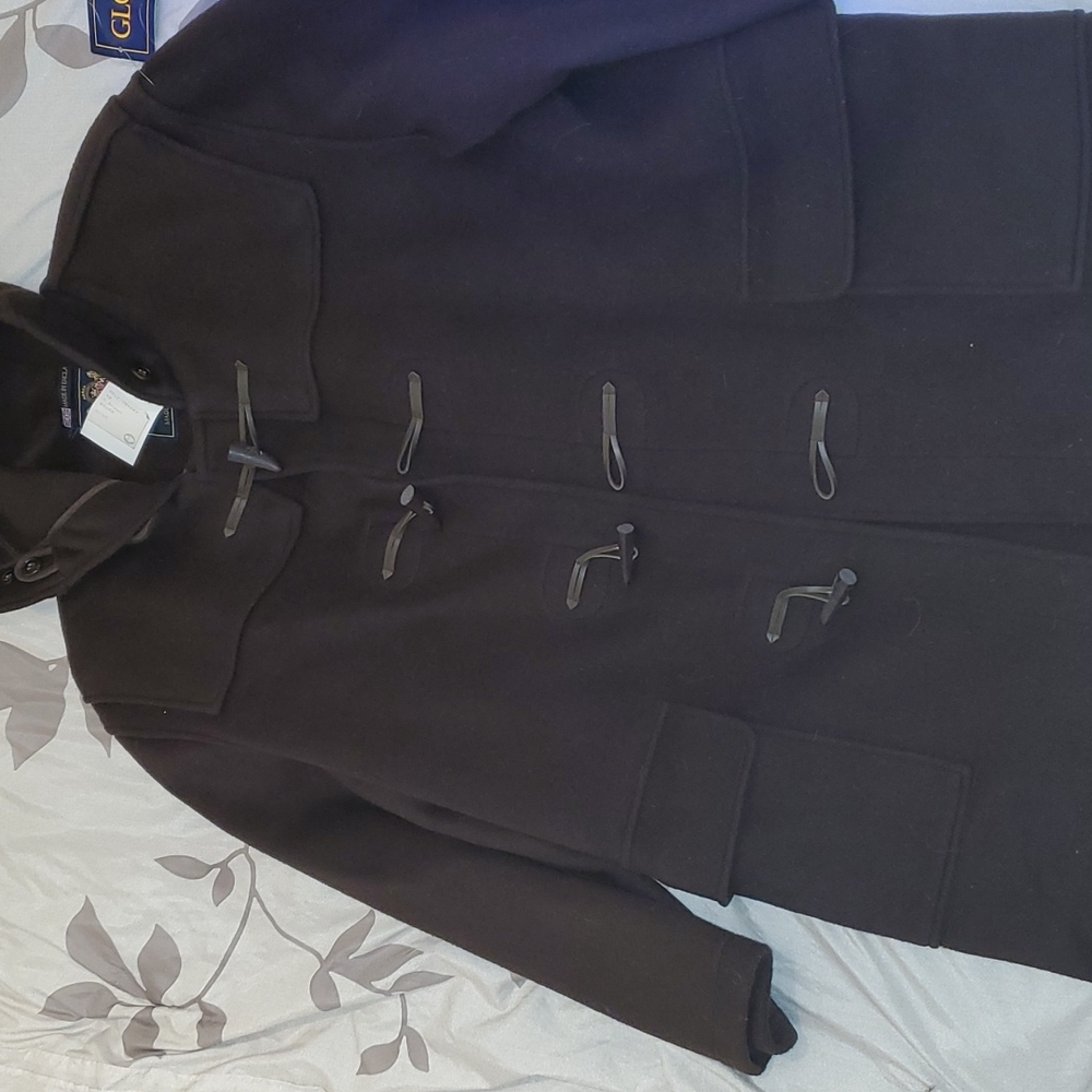 Brown Gloverall peacoat with hood